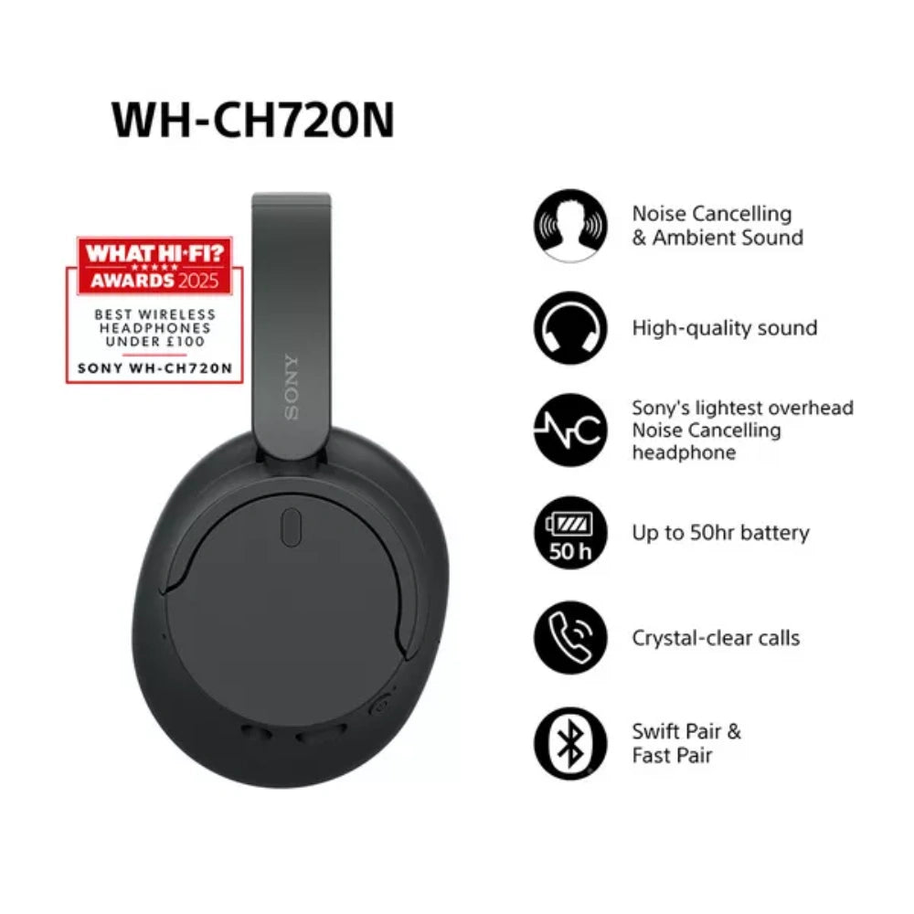 Sony Wireless Over Ear Noise Cancelling Headphones - Black | WHCH720NBCE7