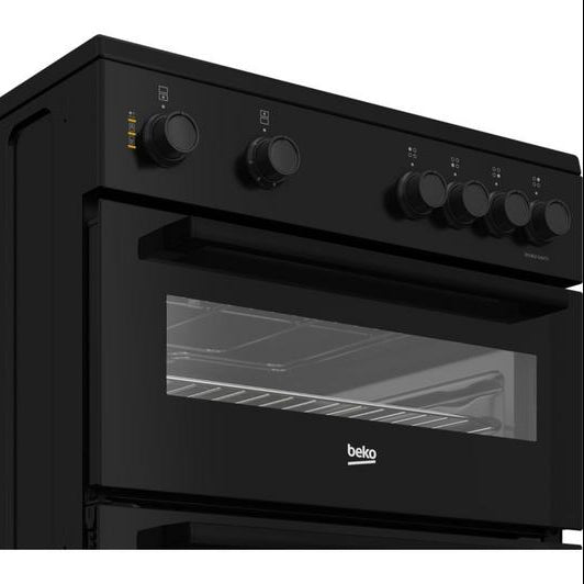 Beko 60cm Twin Cavity Electric Cooker with Ceramic Top - Black | FTC6701K