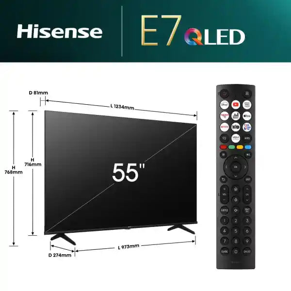 Hisense E7Q 55 Inch QLED 4K Smart AI TV | 55E71Q