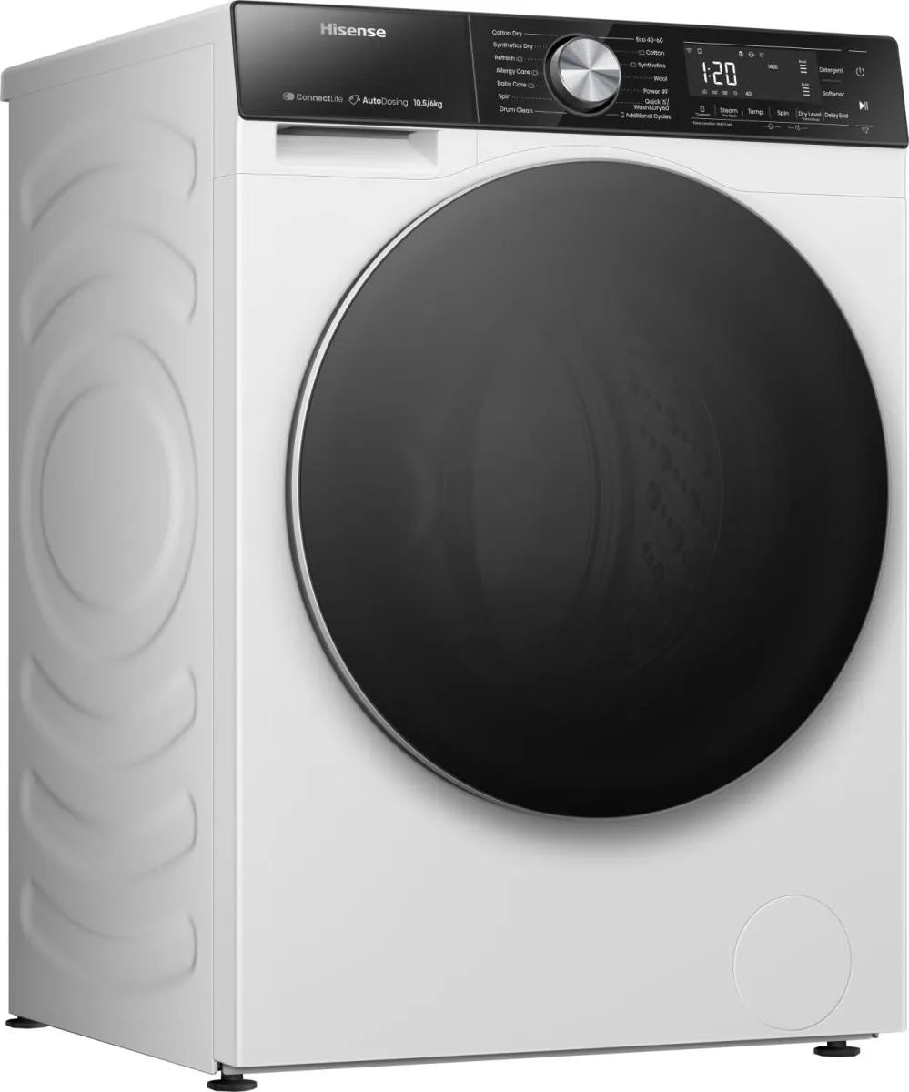 Hisense 10.5kg Wash / 6kg Dry Autodose Washer Dryer with Wifi - White | WD5S1045BW