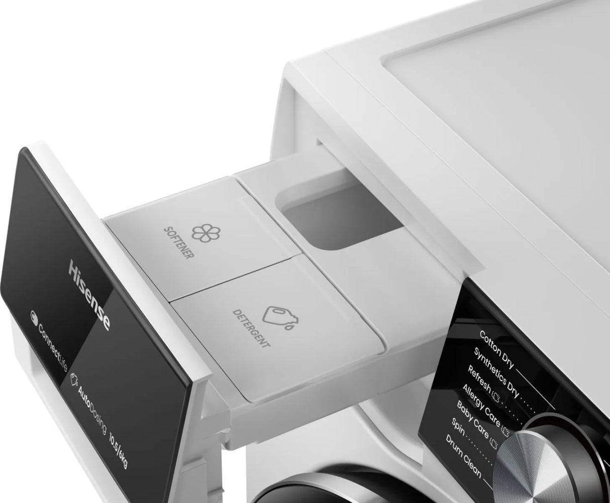 Hisense 10.5kg Wash / 6kg Dry Autodose Washer Dryer with Wifi - White | WD5S1045BW