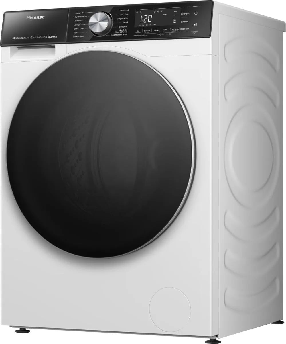 Hisense 10.5kg Wash / 6kg Dry Autodose Washer Dryer with Wifi - White | WD5S1045BW