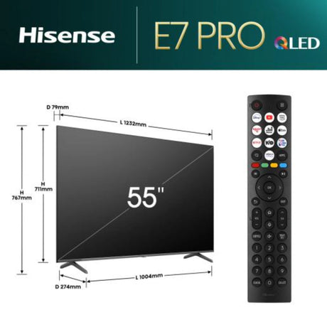 Hisense E7N Pro 55 Inch 4K Smart TV - Black and Dark Grey | 55E71NQPRO