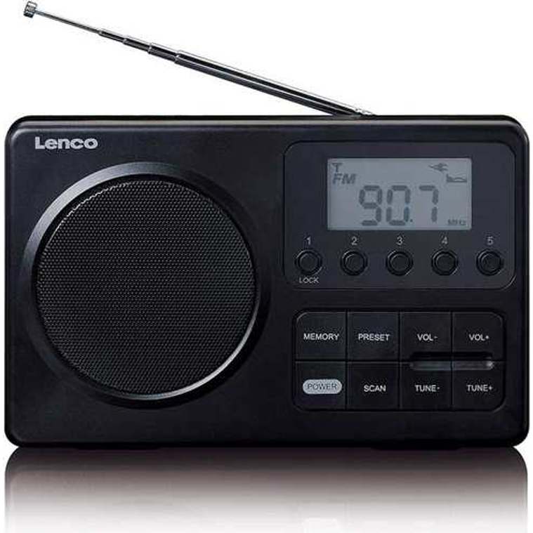 Lenco Compact Portable FM Radio with LCD Display - Black | MPR-035BK-UK