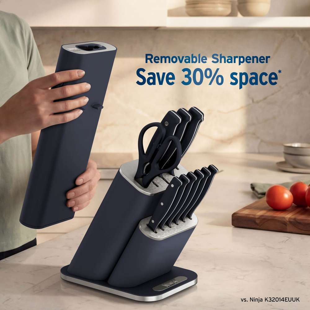 Ninja StaySharp 13 Piece Knife Block Set and Removable Sharpener - Black | NK32013EUUKBK1