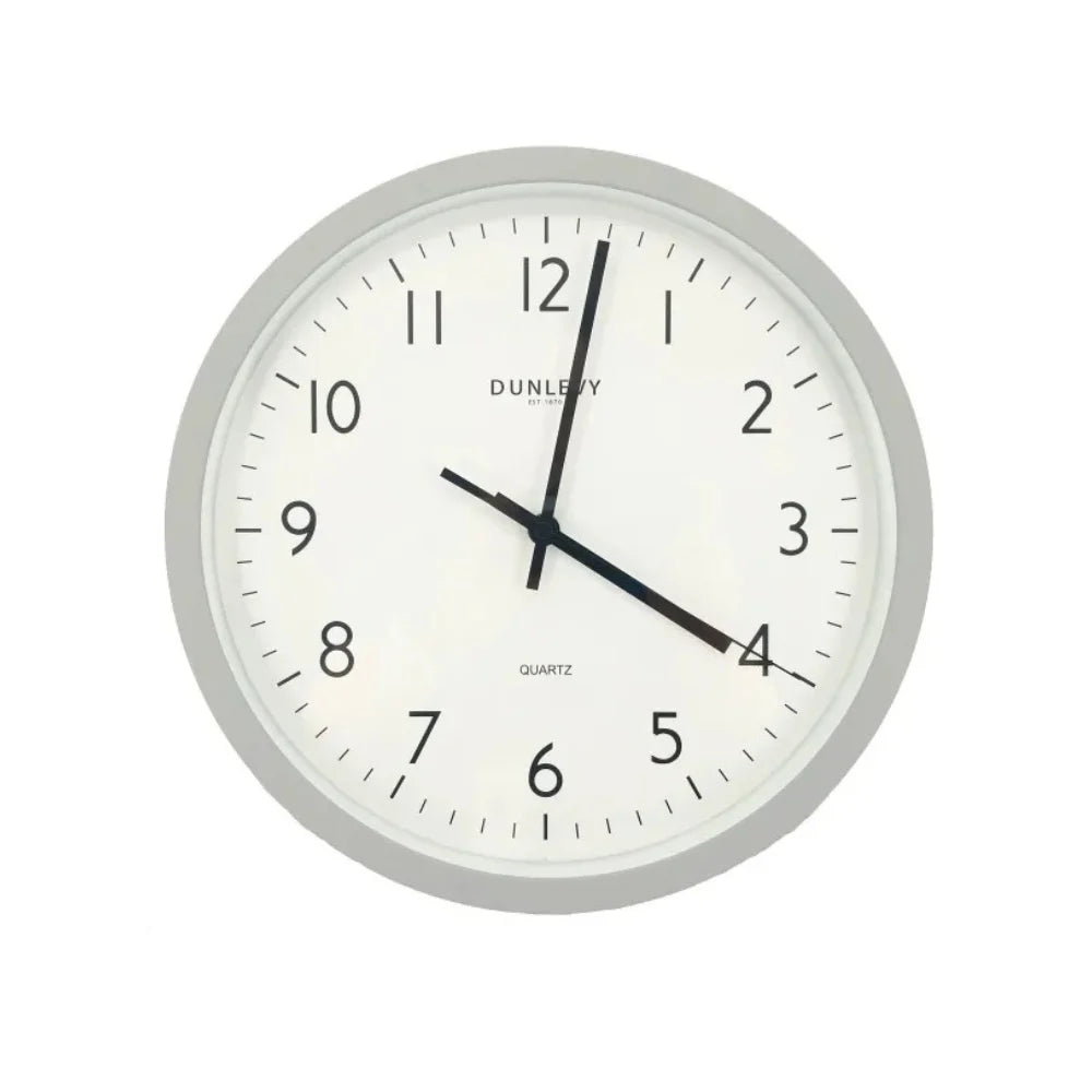 Dunlevy 12" Wall Clock - Light Grey | CL2004GY