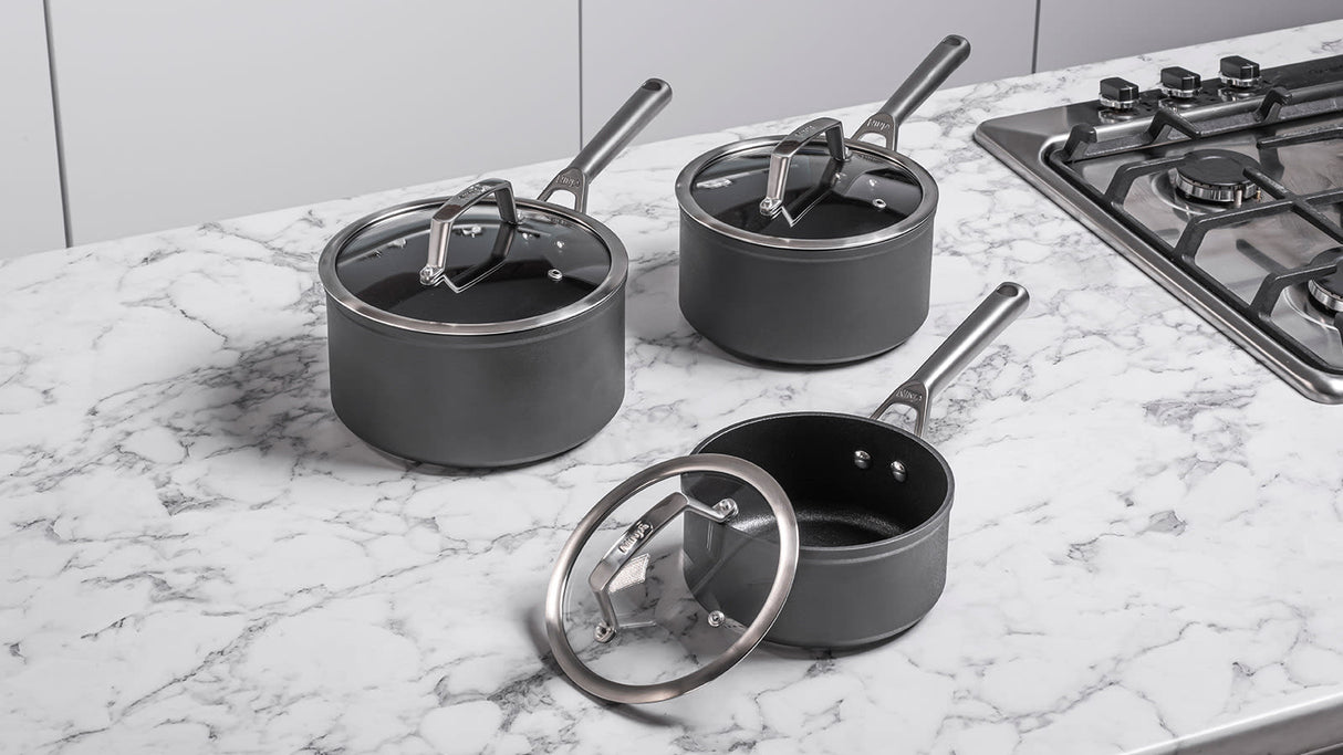 NINJA Foodi Zero Stick 3 Piece Saucepan Set - 16cm, 18cm And 20cm Saucepans (6 Piece) | C33000UK