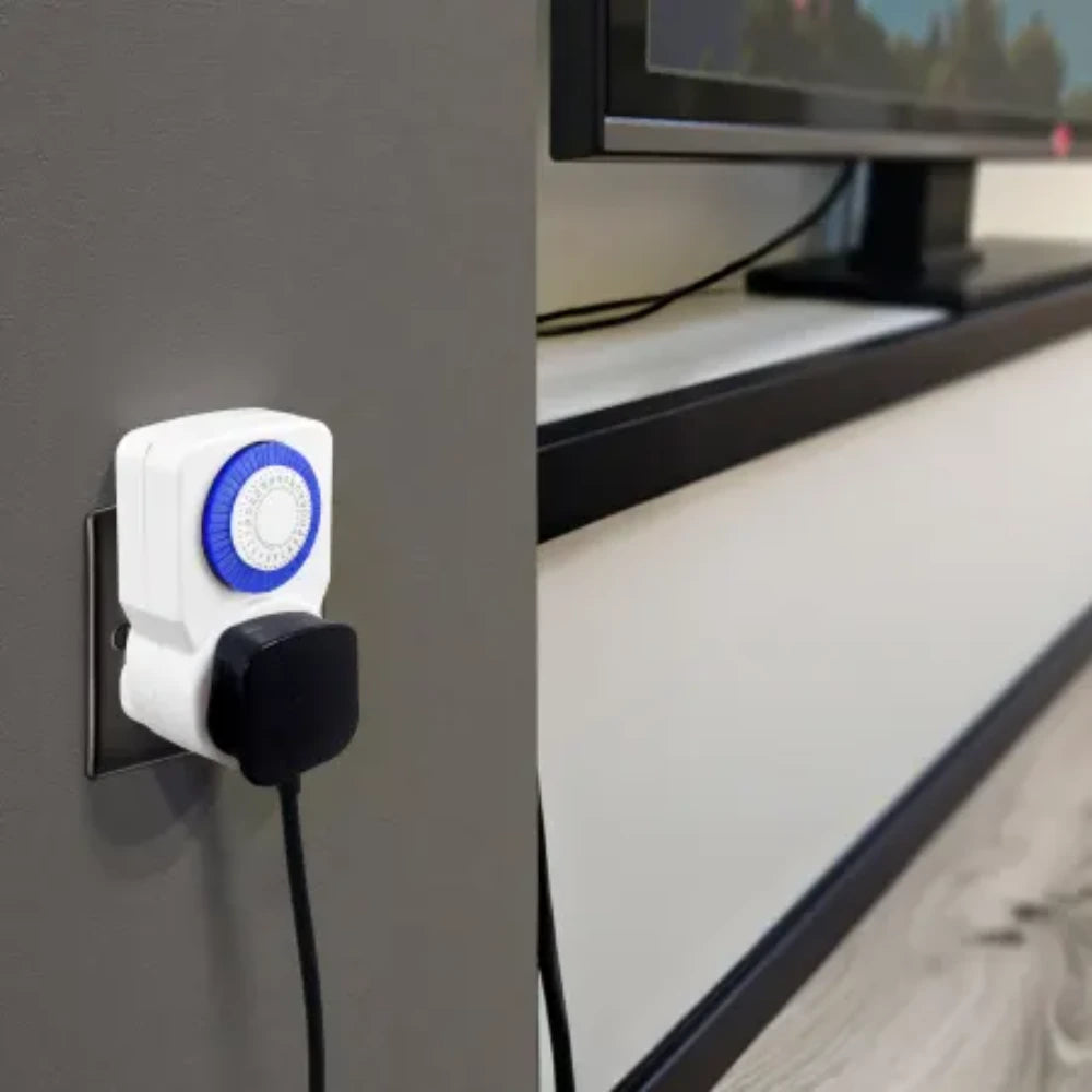 Masterplug 24 Hours Mechanical Timer Adaptor 3 Pack - White | TMS24/3-MP