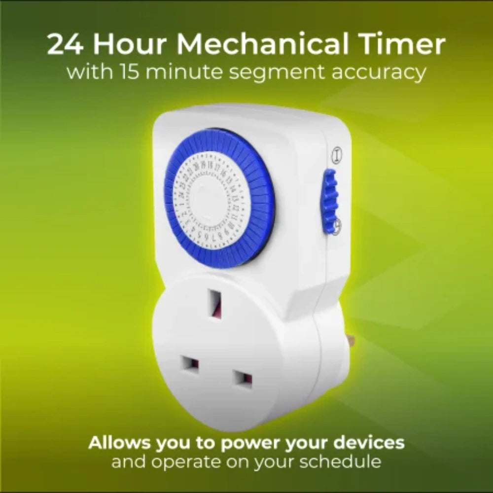 Masterplug 24 Hours Mechanical Timer Adaptor 3 Pack - White | TMS24/3-MP