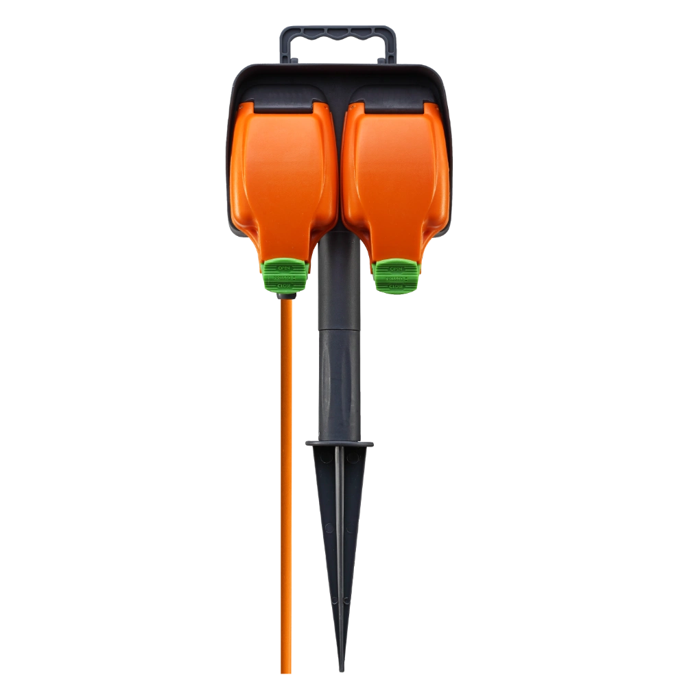 Masterplug 2 Socket 15 Metre Weatherproof Outdoor Garden Spike with Extension Lead | IPG215/2-MP