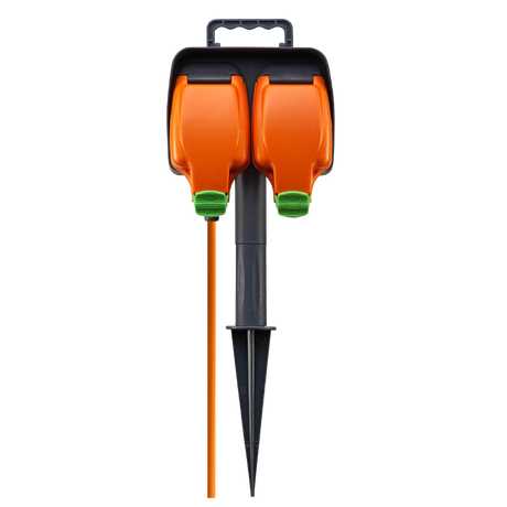 Masterplug 2 Socket 15 Metre Weatherproof Outdoor Garden Spike with Extension Lead | IPG215/2-MP