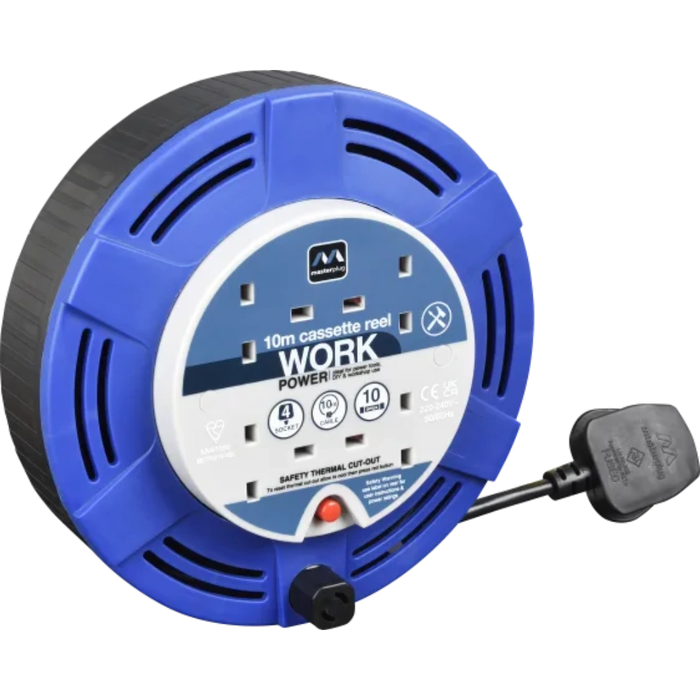 Masterplug 4 Socket 10 Metre Extension Cable Reel - Blue | MCT1010/4BL-MP