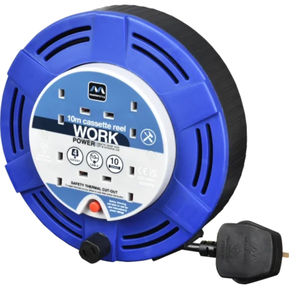 Masterplug 4 Socket 10 Metre Extension Cable Reel - Blue | MCT1010/4BL-MP