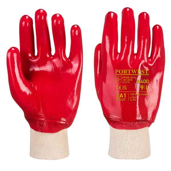 Portwest A400 PVC Knitwrist Glove - Red