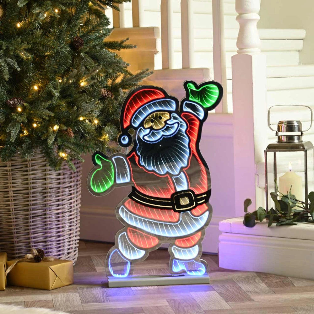 Festive Standing Santa Infinity Mirror Light - 60cm | P060141