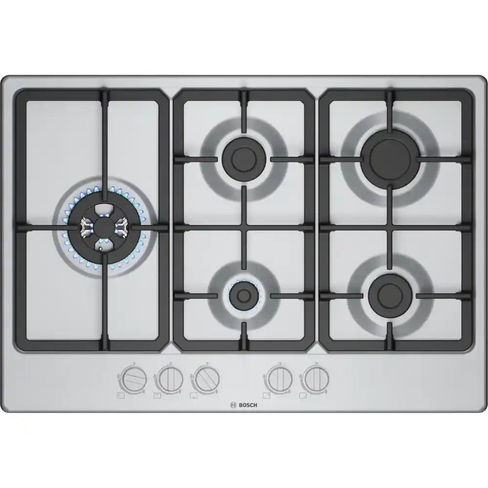 Bosch 75cm Series 4 Gas Hob - Stainless Steel | PGM7B5K90