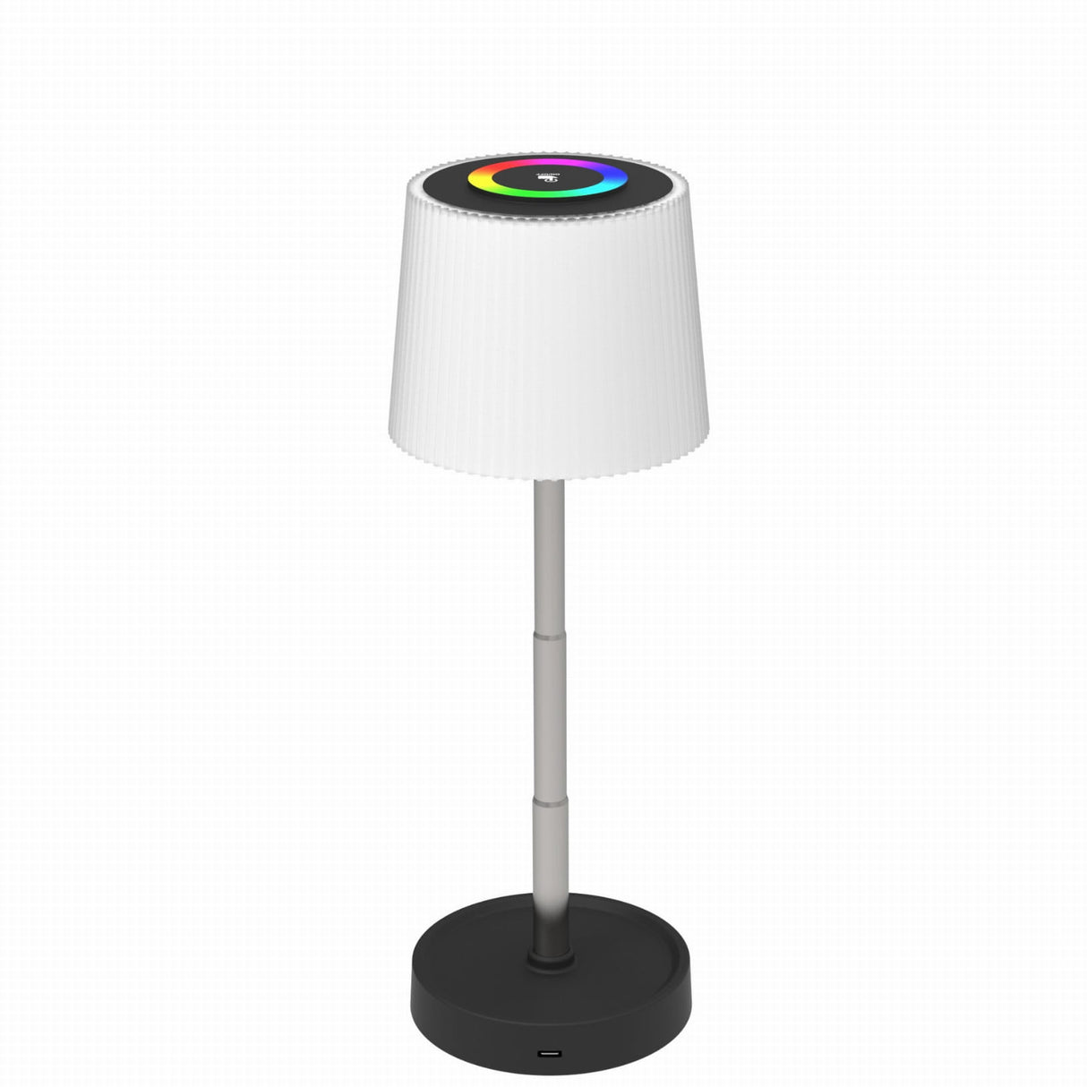 White lamp with black base on a white background