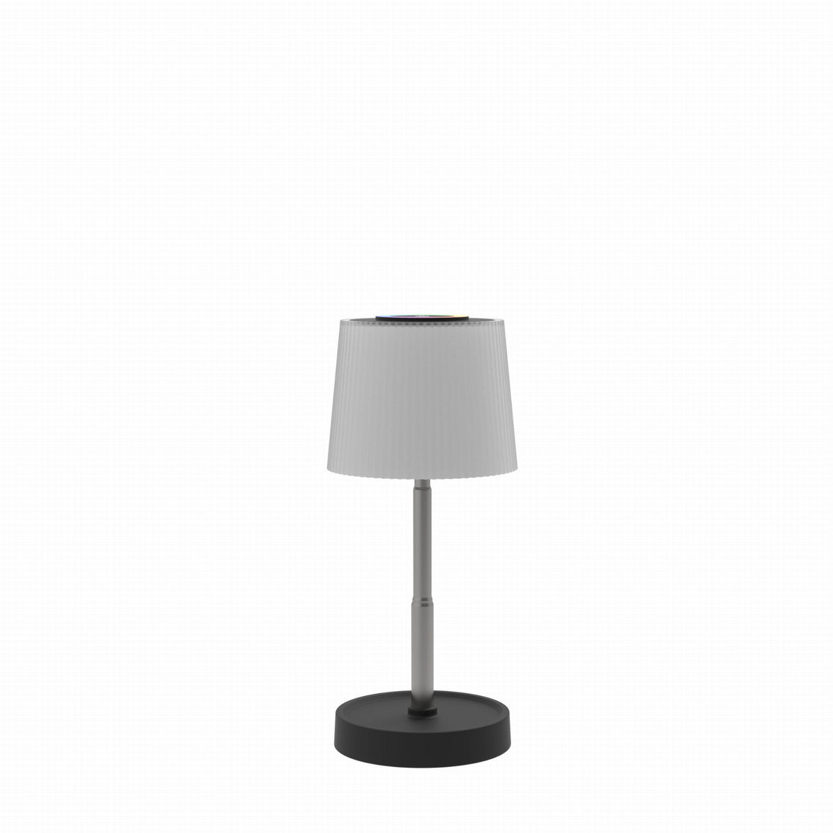 White lamp with black base on a white background