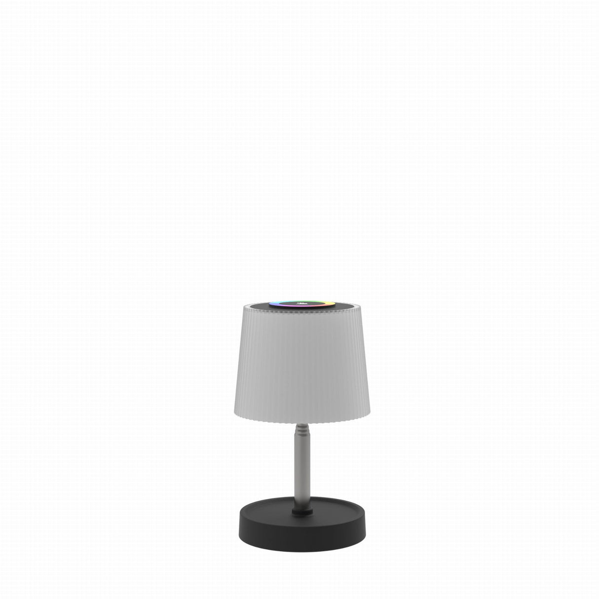 White lamp with black base on a white background