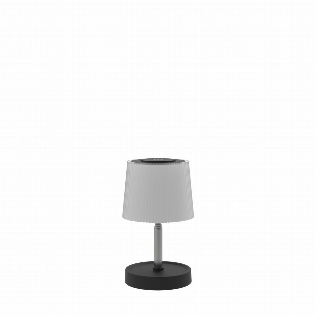 White lamp with black base on a white background
