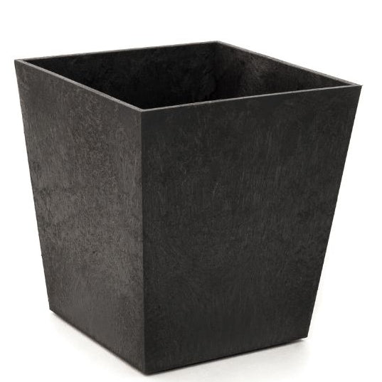 Tierra Verde Sonata slate grey square garden planter 33cm with textured finish shown on white background