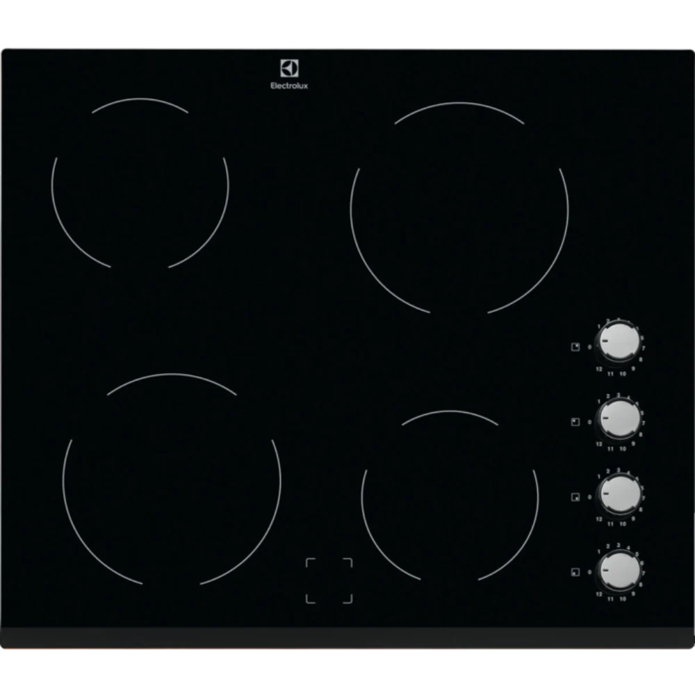 Electrolux 60cm 4 Zone Electric Hob with Knobs - Black | EHF6140FOK
