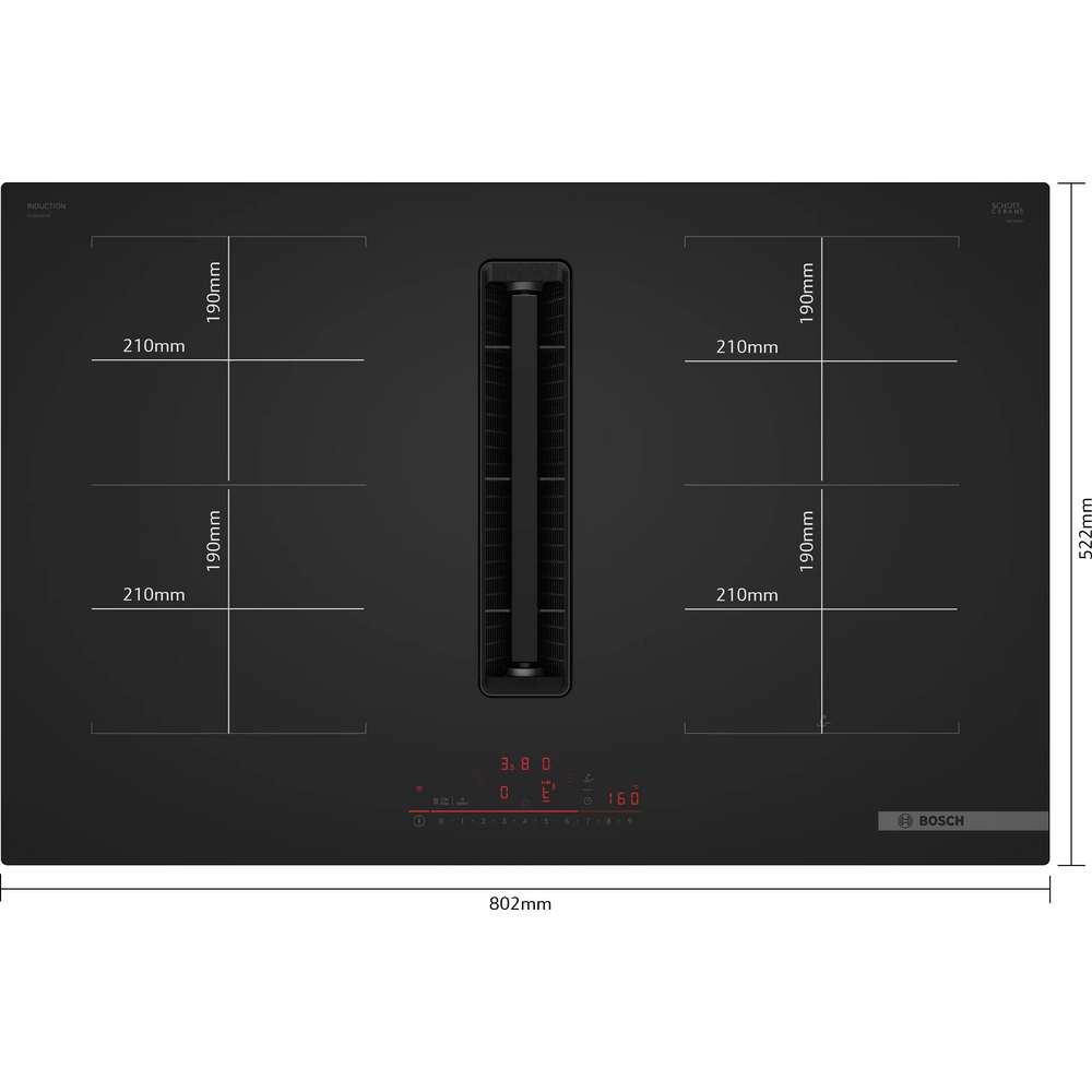 Bosch Series 6 80cm Induction Vented Hob - Black | PVQ81AH26E