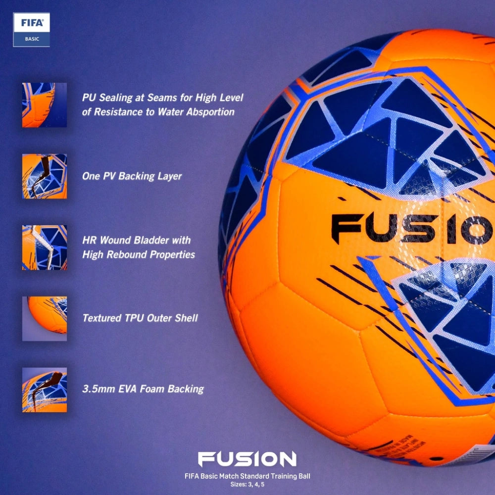 Precision Fusion FIFA Basic Training Ball Size 5 - Orange / Blue / Royal / Grey | PRF2655