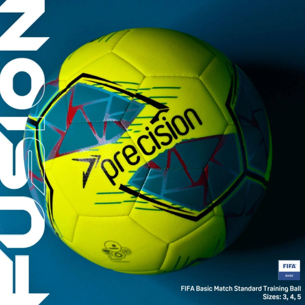 Precision Fusion FIFA Basic Training Ball Size 5 - Yellow / Teal / Cyan / Red | PRF2665