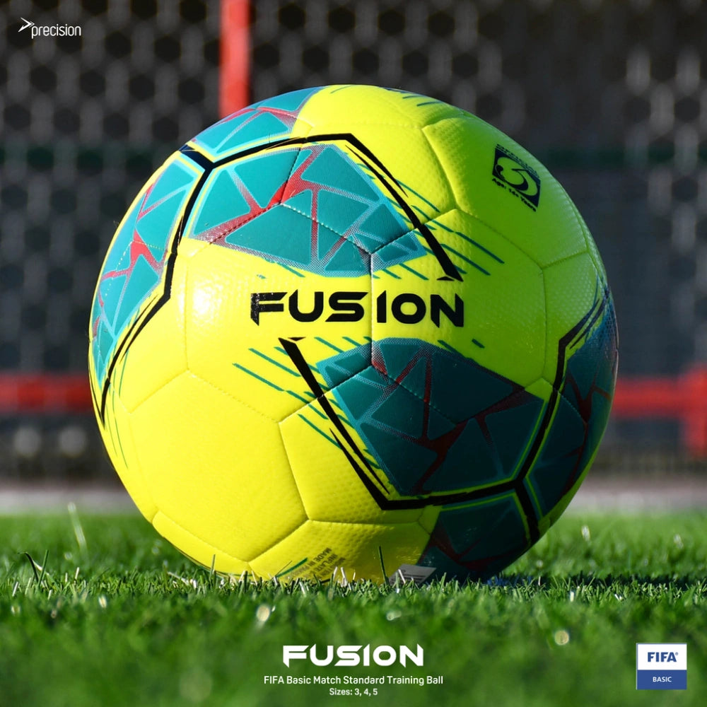 Precision Fusion FIFA Basic Training Ball Size 5 - Yellow / Teal / Cyan / Red | PRF2665