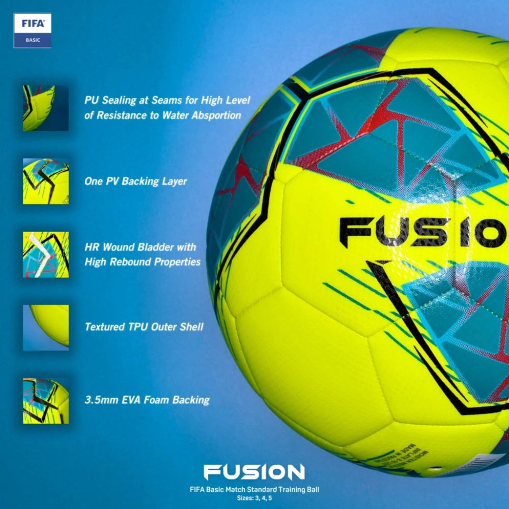 Precision Fusion FIFA Basic Training Ball Size 5 - Yellow / Teal / Cyan / Red | PRF2665