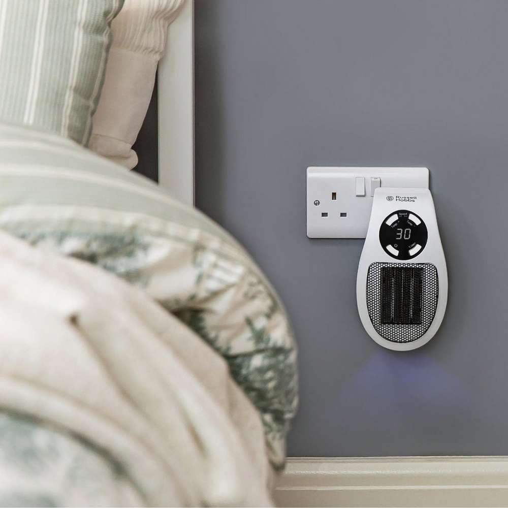 Russell Hobbs 500W Ceramic Plug Heater - White / Black | RHPH2001