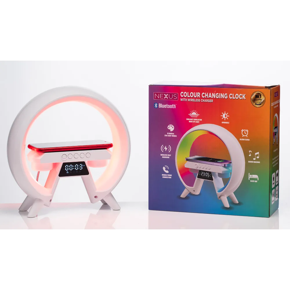 The Grange Nexus Colouring Changing Clock with Wireless Charger | RL6