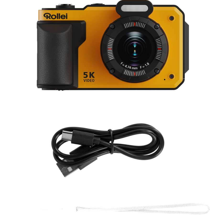 Rollei Sportsline 64 Pro Digital Camera Waterproof 5k Video - Yellow | 18066