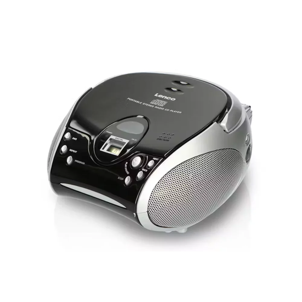 Lenco Portable FM Radio, CD and Cassette Player - Black / Silver | SCD-24BLK/SILVER