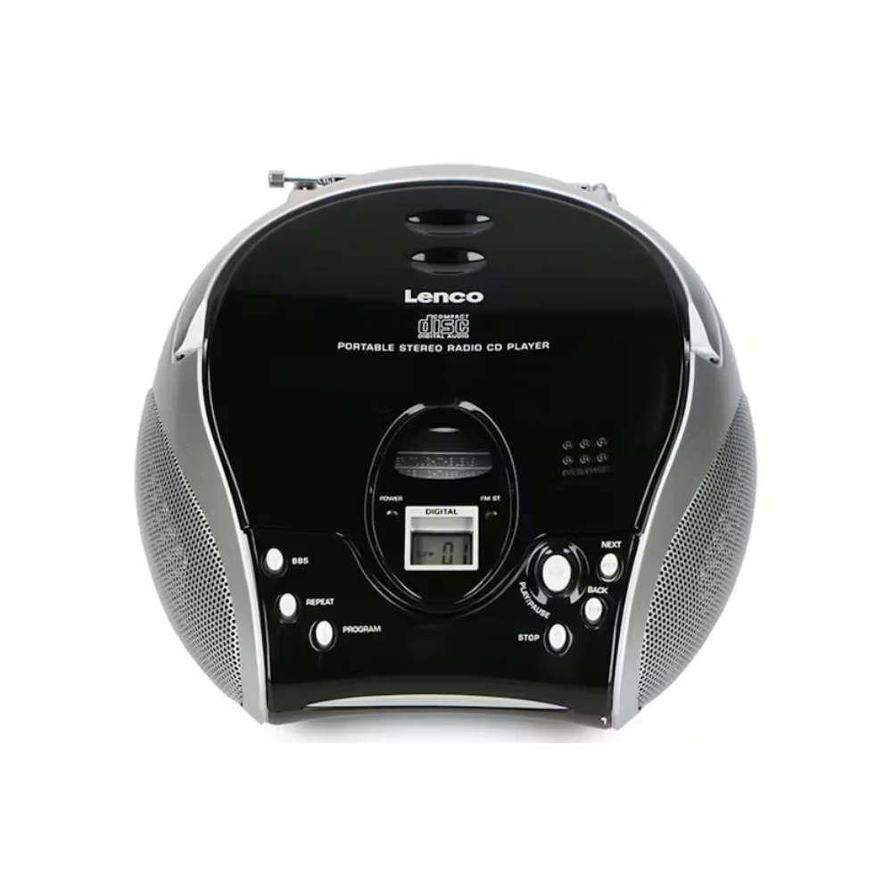 Lenco Portable FM Radio, CD and Cassette Player - Black / Silver | SCD-24BLK/SILVER