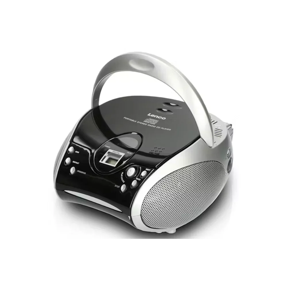 Lenco Portable FM Radio, CD and Cassette Player - Black / Silver | SCD-24BLK/SILVER
