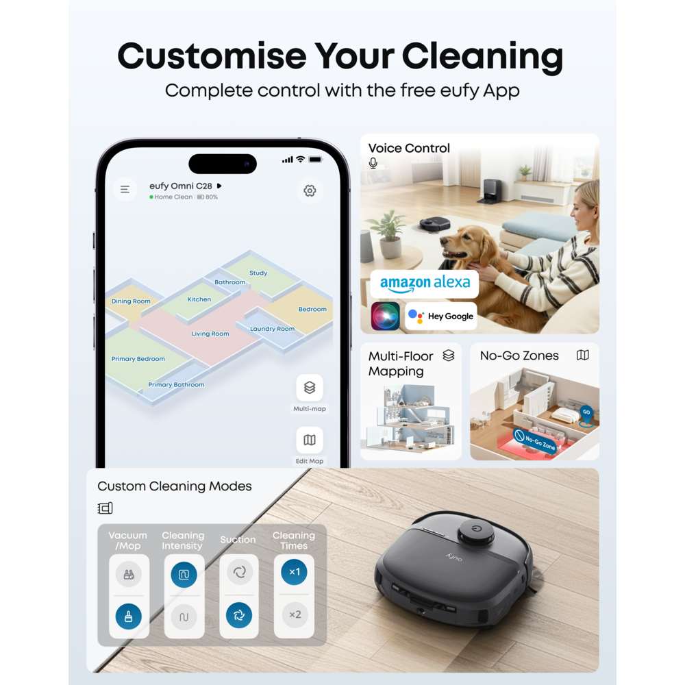 Eufy Omni C28 Robot Vac Vacuum and Mop All in One Station - White | T211AV20