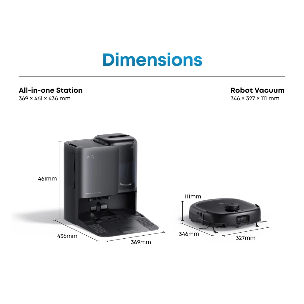 Eufy Omni E25 Robot Vac Vacuum Cleaner and Mop with Self Empty Station - Black | T2353V11