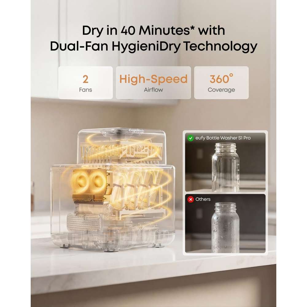 Eufy S1 Pro Baby Bottle Washer and Steriliser | T6010283