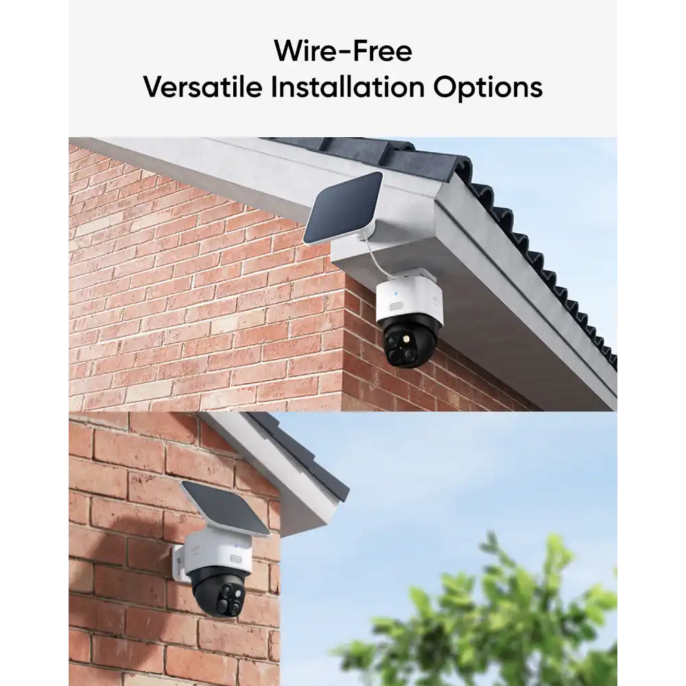 Eufy S340 Solocam Dual Lens 2k Pan and Tilt and Zoom 2K Camera with Solar Panel - White | T81703W1