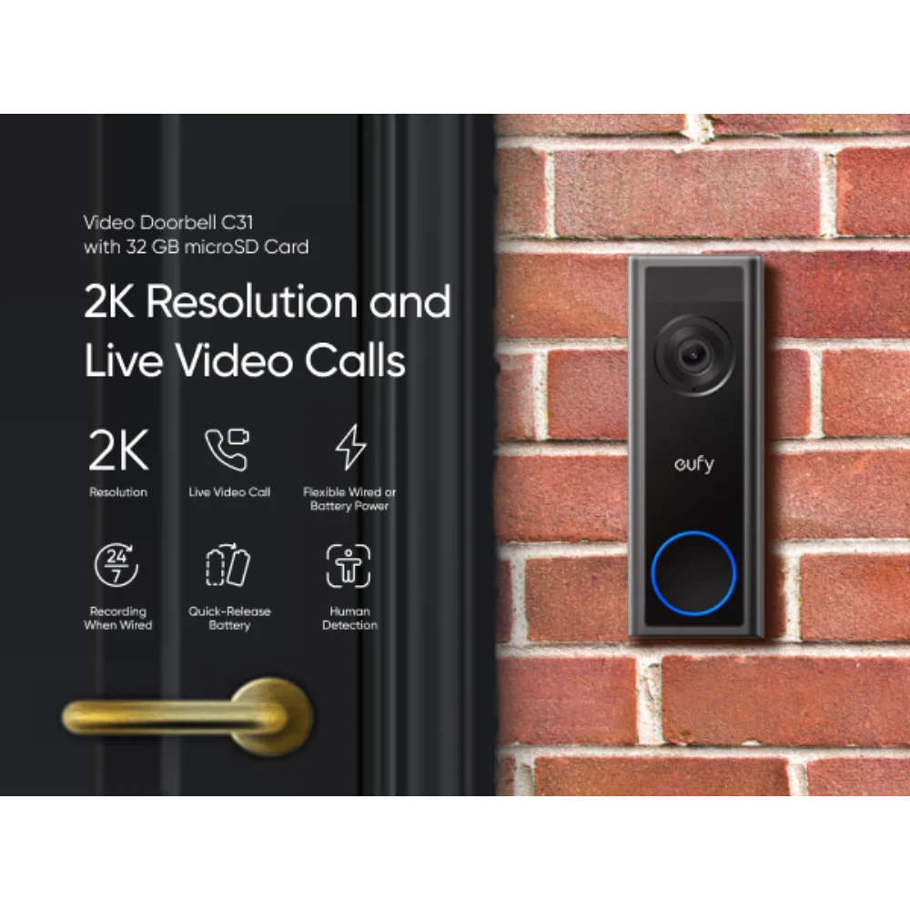 Eufy Video Doorbell 2k - Black | T8223312