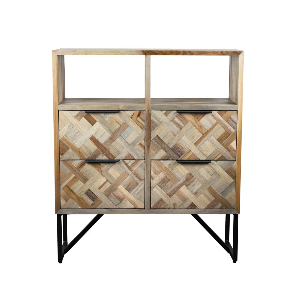 Tara Lane Verona 4 Drawer 2 Shelf Cabinet - Teak | TL5773