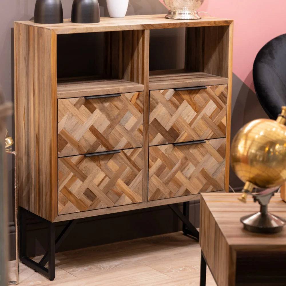 Tara Lane Verona 4 Drawer 2 Shelf Cabinet - Teak | TL5773