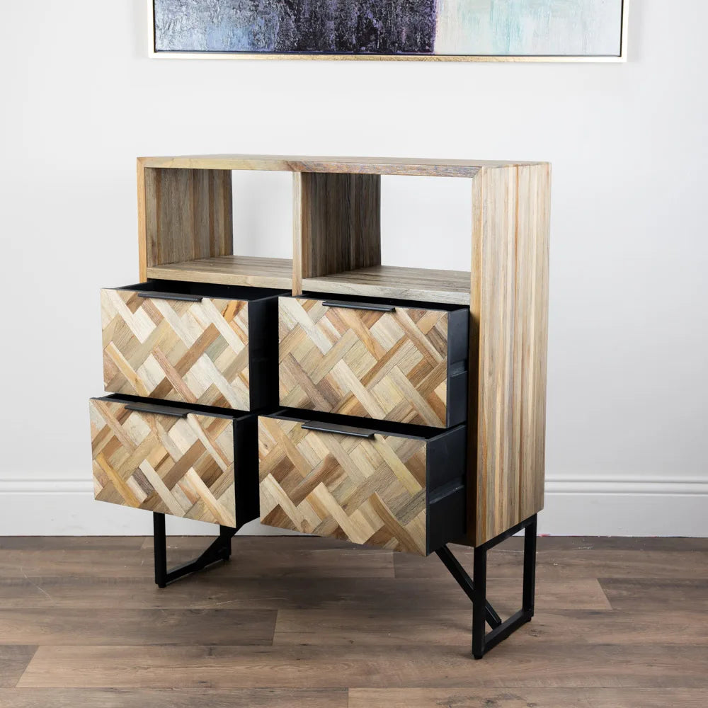 Tara Lane Verona 4 Drawer 2 Shelf Cabinet - Teak | TL5773