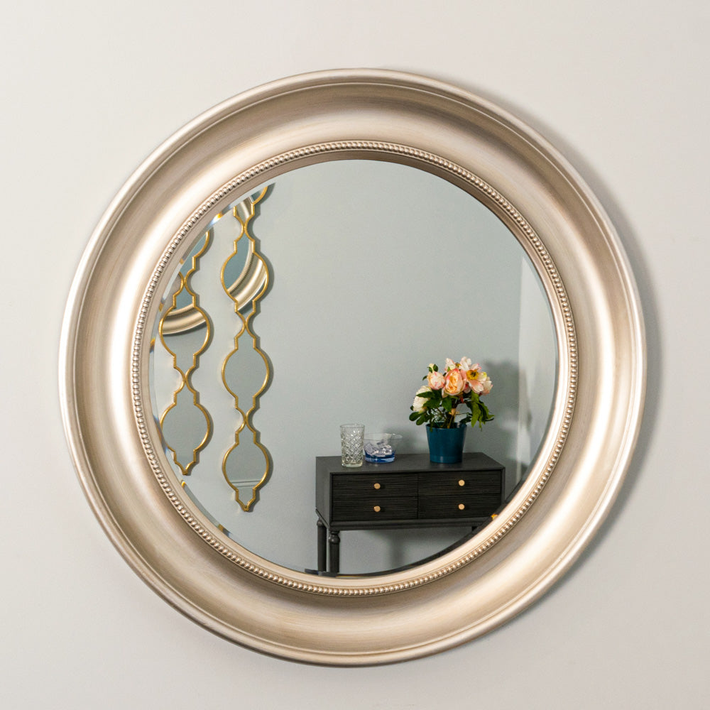 Tara Lane Lena Wall Mirror Beaded Round 90cm - Champagne | TL6121