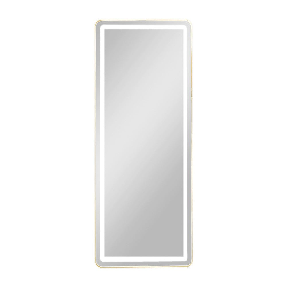 Tara Lane Modena LED cheval mirror with white frame and rounded corners, featuring integrated LED lighting around the border, 160cm height by 50cm width, full-length rectangular design for floor standing use
