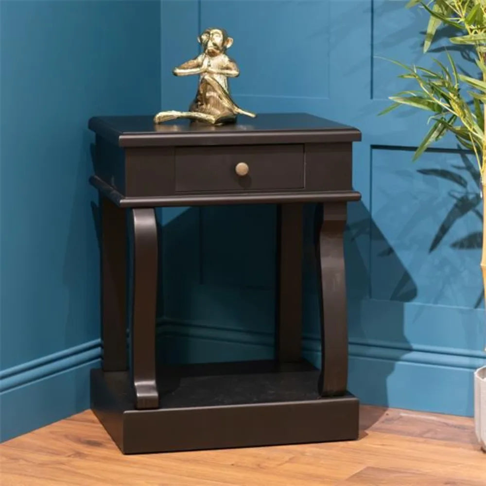 Tara Lane Scroll End Table 1 Drawer - Black | TL6583