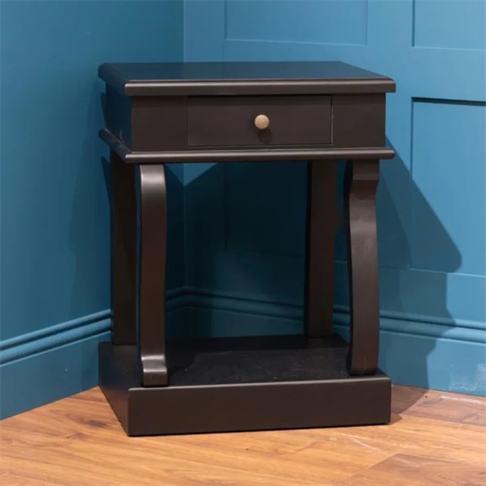 Tara Lane Scroll End Table 1 Drawer - Black | TL6583