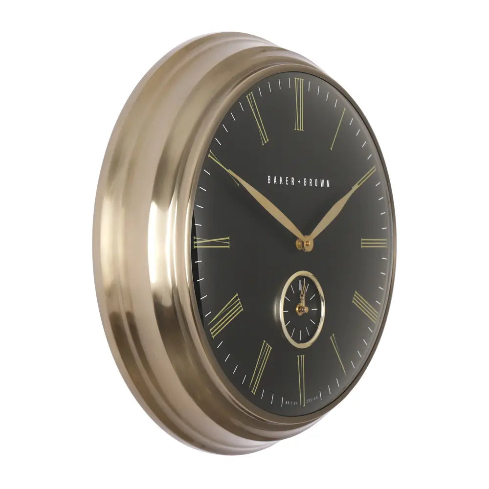 Tara Lane Baker and Brown Wall Clock 49cm - Black / Brass | TL6644